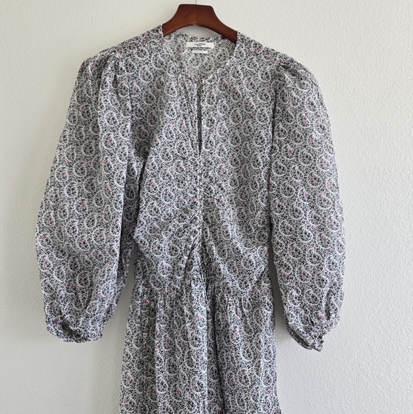 Étoile Isabel Marant Marili Paisley Ruched Blouson-Sleeve Dress Size 36 or US 4 - Picture 4 of 16